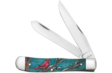 Image of Case Trapper Cardinal Folding Knife, 4.13in Closed, 3.2in/3.3in, Mirror Clip/Spey Blades, Embellished Color Wash Natural Bone Handle, 39159