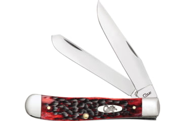 Image of Case Trapper Crimson Peach Seed Folding Knife, Mirror finish stainless clip and spey blades, Crimson peach seed jigged bone handle, 27380