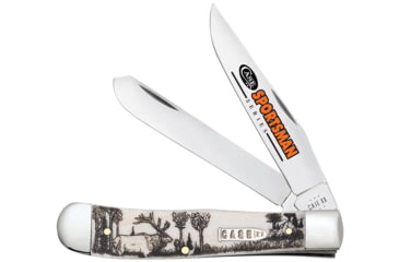 Image of Case Trapper Sportsman Folding Knife, 3.24in/3.27in, Tru-Sharp Surgical Steel, Clip Point/Spey Blade, Elk Embellished Natural Bone Handle, 81222
