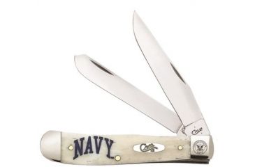 Image of Case U. S. Navy-Natural Bone Trapper 6254 SS With Navy On Handle, Navy Seal On Bolster 22553