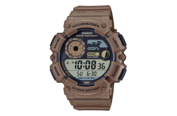 Image of Casio Outdoor Fishing Timer Digital Watch w/Dual Time, Moon Graph, Stopwatch, 3 Alarms, 10-Year Battery Life - Mens, Tan, One Size, WS-1500H-5AV