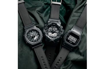 Image of Casio Tactical G-Shock Classic All Black Design Watch w/ECO-Friendly Cordura Nylon Strap - Mens, One Size, DW-5600BCE-1CR