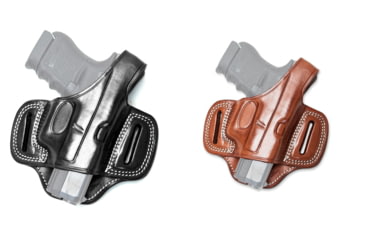 Image of Cebeci Arms Open-Muzzle Leather Pancake Belt Holster - Glock, Black, Tan