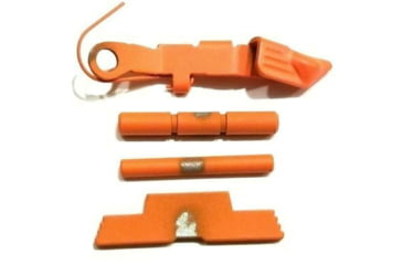 Image of Centennial Defense Systems Extended Control Kit w/Serrated Mag Release for Gen 1-3 Glock 9mm, .40S&W, .357SIG, 2 Pins, Hi-Viz Orange, 40096