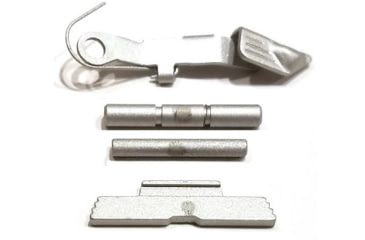 Image of Centennial Defense Systems Extended Control Kit w/Serrated Mag Release for Gen 1-3 Glock 9mm, .40S&W, .357SIG, 2 Pins, Satin Aluminum, 40120