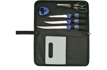 Image of China Made 6pc Fillet Knife Set,Stainless Steel Blades,Blue Composition Handle, 211213-6