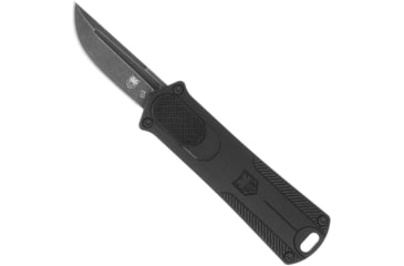 Image of CobraTec Knives California 952 OTF Knife, 1.75in, Stonewashed D2 Steel, Non-Serrated Drop Blade, Black Handle, CALI952BLKDNS