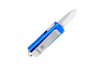 Image of CobraTec Knives Money Clip OTF Knife, 1.75in, D2 Steel, Drop Non-Serrated, Blue Handle, BLUOTFMCDNS
