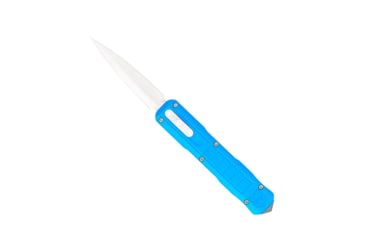 Image of CobraTec Knives Raptor OTF Knife, 3.13in, D2 Steel, Dagger Non-Serrated, Blue Handle, CTRPTBLUDAGNS