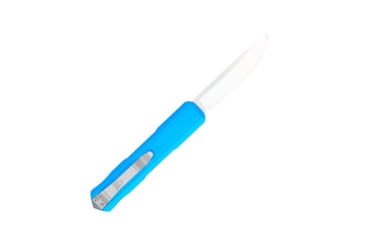 Image of CobraTec Knives Raptor OTF Knife, 3.13in, D2 Steel, Drop Non-Serrated, Blue Handle, CTRPTBLUDNS