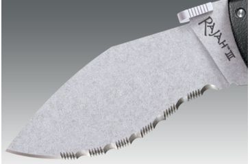 Image of Cold Steel Rajah III Folding Knife, 3.5in Serrated Carpenter CTS BD1 Alloy w/Stonewash Finish, Black Griv-Ex Handle 62KGCMS, CS-62KGCMS