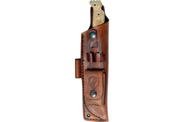 Image of Condor Tool and Knife Selknam Knife, 9.5in Overall, 5in Condor Classic Finish 1075Hc Steel Blade, Natural Canvas Micarta Handle, Brown Leather Sheath, CTK3921-5.1HC