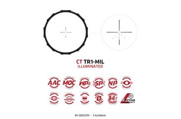 Image of Crimson Trace Hardline Rifle Scope, 1-6x24mm, 34mm Tube, Second Focal Plane, Illuminated CT TR1-MIL, 01-3002299