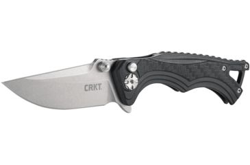 Image of CRKT Bt Fighter - Compact, Designed By Brian Tighe in Ridgefield, Folding Knife W/Button Lock, 2.85in, Plain Edge, Stonewash Finish, Glass Reinforced Nylon Handle, 5220