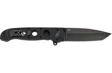 Image of CRKT M16-04DB Assisted Opening Folding Knife, 3.89in, Stonewash D2 Steel Blade, Tanto, Black Aluminum Handle, Black, M16-04DB