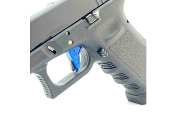 Image of Cross Armory Glock Gen 1-3 Enhanced Flat Faced Trigger w/Bar, 9mm, Aluminum, Blue/Black, crGTb-bl-bk