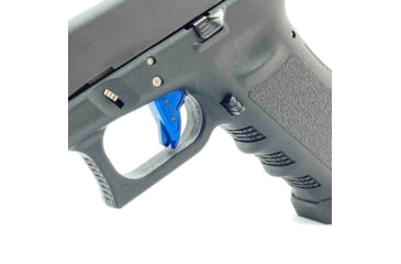 Image of Cross Armory Glock Gen 1-3 Enhanced Flat Faced Trigger w/Bar, 9mm, Aluminum, Blue/Blue, crGTb-bl