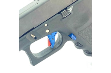 Image of Cross Armory Glock Gen 1-3 Enhanced Flat Faced Trigger w/Bar, 9mm, Aluminum, Blue/Red, crGTb-bl-rd