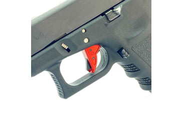 Image of Cross Armory Glock Gen 1-3 Enhanced Flat Faced Trigger w/Bar, 9mm, Aluminum, Red/Black Safety, crGTb-rd-bk