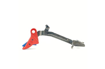 Image of Cross Armory Glock Gen 1-3 Enhanced Flat Faced Trigger w/Bar, 9mm, Aluminum, Red/Blue Safety, crGTb-rd-bl