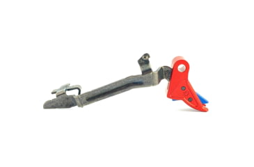 Image of Cross Armory Glock Gen 1-3 Enhanced Flat Faced Trigger w/Bar, 9mm, Aluminum, Red/Blue, Small, crGTb-rd-bl