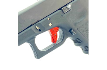Image of Cross Armory Glock Gen 1-3 Enhanced Flat Faced Trigger w/Bar, 9mm, Aluminum, Red/Red Safety, crGTb-rd