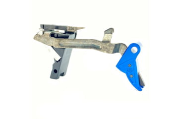 Image of Cross Armory Glock Gen 1-3 Enhanced Flat Faced Trigger w/ Bar, Drop-in Shoe/3.5 Spring, 9mm, Aluminum/Black, Blue/Black, Small, crGTdi-bl-bk