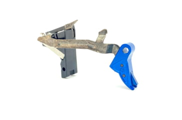 Image of Cross Armory Glock Gen 1-3 Enhanced Flat Faced Trigger w/ Bar, Drop-in Shoe/3.5 Spring, 9mm, Aluminum/Blue, Blue/Blue, Small, crGTdi-bl