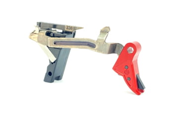 Image of Cross Armory Glock Gen 1-3 Enhanced Flat Faced Trigger w/ Bar, Drop-in Shoe/3.5 Spring, 9mm, Aluminum/Black Safety, Red/Black, Small, crGTbdi-rd-bk