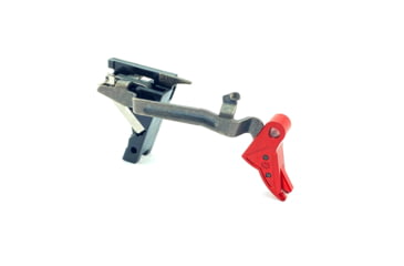 Image of Cross Armory Glock Gen 1-3 Enhanced Flat Faced Trigger w/ Bar, Drop-in Shoe/3.5 Spring, 9mm, Aluminum/Red Safety, Red/Red, Small, crGTdi-rd