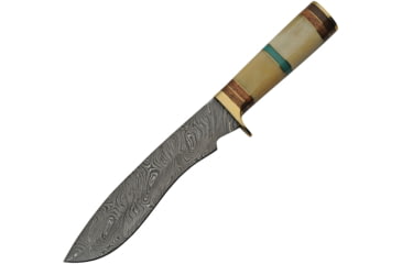 Image of Damascus Turquoise Hunter Knife, 8 Damascus steel blade, Natural bone, walnut, and turquoise handle, DM-1255