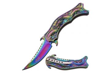 Image of Dark Side Blades Folding Blade, 4in, Stainless Steel Blade, Stainless Steel Rainbow Titanium Coated Mirror Handle DS-A019RB