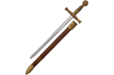 Image of Denix Sword Letter Opener, 7 mirror finish unsharpened metal alloy blade, Brass finish metal alloy handle, DX3030F