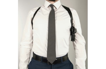 Image of DeSantis C.E.O. Shoulder Rig Leather Holsters, Glock 20, 21, 21SF, 29, 30, 37, 38, 39, Left Hand, Plain, Black, 11ZBBE8Z0
