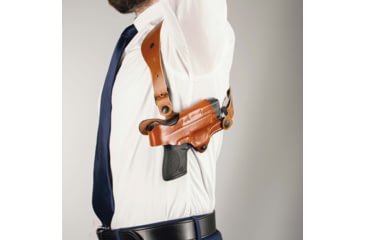 Image of DeSantis C.E.O. Shoulder Rig Leather Holsters, Glock 20, 21, 21SF, 29, 30, 37, 38, 39, Left Hand, Plain, Tan, 11ZTBE8Z0