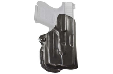 Image of DeSantis Mini Scabbard Leather Belt Holsters - Smith &amp; Wesson, S&amp;W J Frame 2in-2 1/4in, Taurus 85 2in, Left Hand, Plain, Black, 019BB02Z0