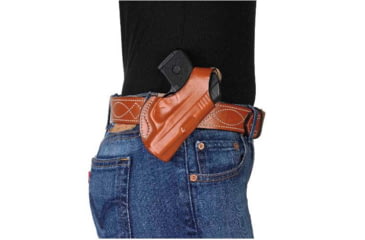 Image of DeSantis Quick Snap Leather Belt Holster, SIG P238, P238 Equinox, Colt Pony, Mustang, Kimber Micro Carry, Left Hand, Plain, Tan, 027TBP6Z0