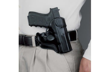 Image of DeSantis Sky Cop Leather Belt Holster, Glock 19, 23, 26, 27, 32, 33, 36, 19X, 45, Right Hand, Plain, Black, 068BAB6Z0