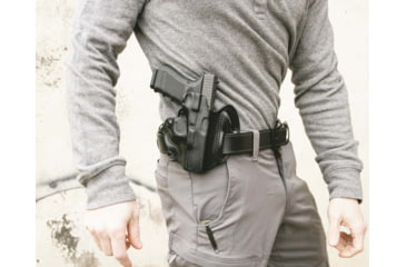 Image of DeSantis Speed Scabbard Leather OWB Belt Holsters - FN, FN Herstal FN 509, FN Herstal FN 509 Tactical, Left Hand, Plain, Black, 002BB1JZ0