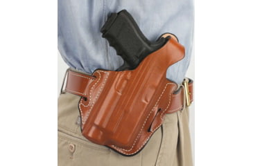 Image of DeSantis Tac-Lite Leather Belt Holster, Glock 19, 23, 32 w/ Inforce APLC, Left Hand, Plain, Tan, 117TB2JZ0