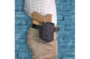 Image of DeSantis The Quantico Undercover OWB Holster, Right Hand, Black, Glock 17, 17 Gen 5, 19, 19 Gen 5, 19X, 22, 23, 31, 32, 45, w/ Red Dot Sights &amp; w/ or w/o Streamlight Tlr-7/7A &amp; Similar Sized Lights, 218KA6VZ0