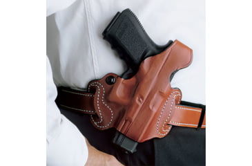 Image of DeSantis Thumb Break Mini Slide OWB Holster, Sig Sauer P365 With Red Dot, Left, Tan, 085TB9YZ0
