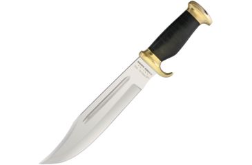Image of Down Under Outback Eclipse Fixed Blade Knife, 11in, 1095 Carbon Steel, Standard Edge, Mirror Polish, Black Leather Handle DUKCDE