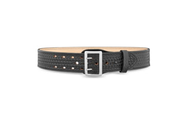 Image of 2-1/4&quot; Basketweave Leather Sam Brown 2 Row Stitch Duty Belt with Nickel Buckle