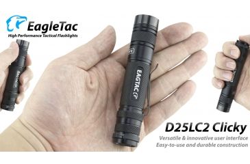 Image of Eagtac D25LC2 Clicky XML2 U4 LED Flashlight, Black, Medium, D25LC2RCXML2