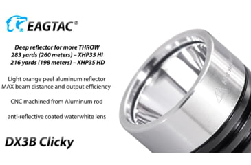 Image of EAGTAC DX3B Clicky Rechargeable XHP50.2 NW LED 2325 Lumen Flashlight, Black, DX3B-CLICKY-XHP502-REG-NW