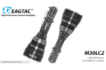 Image of EAGTAC M30LC2 Flashlight, XM-L2 U4 CW LED, 1348lm, Black, M30LC2-XML2-BASE-CW