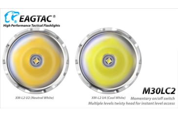 Image of EAGTAC M30LC2 Flashlight, XM-L2 U4 CW LED, 1348lm, Black, M30LC2-XML2-BASE-CW