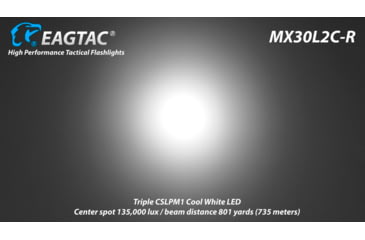 Image of EAGTAC MX30L2CR 3 x CSLPM1 Flashlight, 32650 13000mAh li-ion, CW LED, 3100 Lumen, Black, MX30L2CR-3*CSLPM1-CW