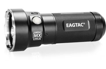 Image of Eagtac Rechargeable MX30L3C-R 6XPL HI 5250 Lumens LED Flashlight, Black, Medium, MX30L3CR6*XPLHI